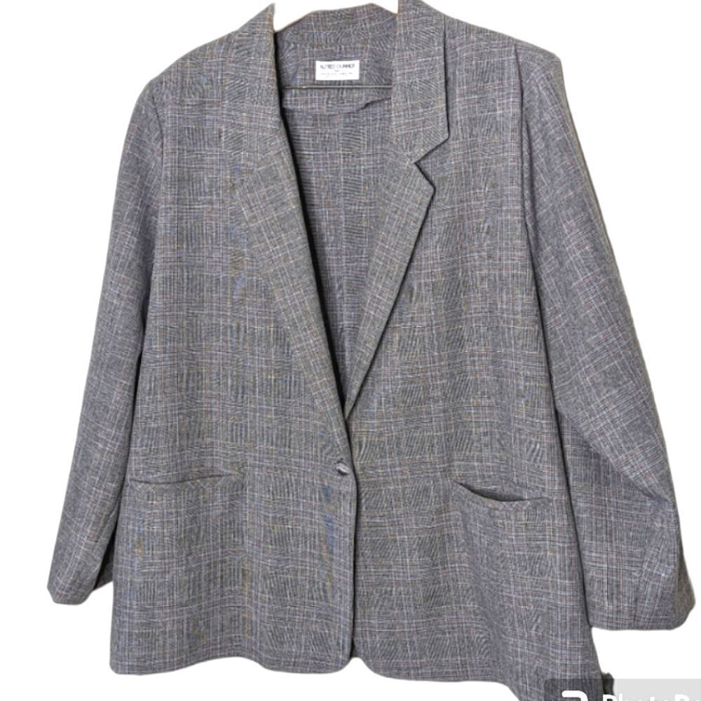 Alfred Dunner 3 Piece Grey Glen Plaid Skirt Trouser Suit size 38-42W
